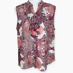 New York & Company Sleeveless Button Front Blouse - Large